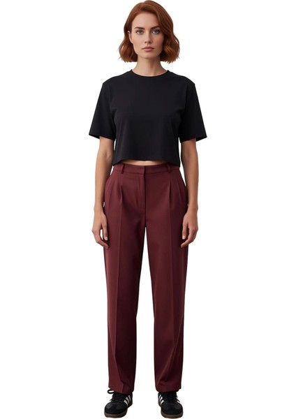 Kadın Straight Kesim Dokuma Kumaş Pantolon Fonksiyonel Dayanıklı Kaliteli Konforlu Estetik