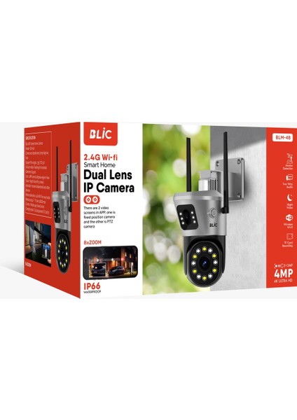 2+2mp 4K Ultra Hd 8x Zoom Ip Kamera Wifi Özellikli Hareket Takipli Gece Sensörlü Kamera fiyatları