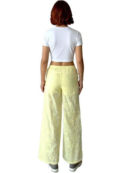 Kadın Brode Detaylı Wide Leg Pantolon Fonksiyonel Dayanıklı Kaliteli Konforlu Estetik Spor fiyatları