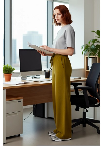 Kadın Gofre Dokulu Wide Leg Pantolon Bağlama Detaylı Fonksiyonel Dayanıklı Kaliteli Modern modelleri