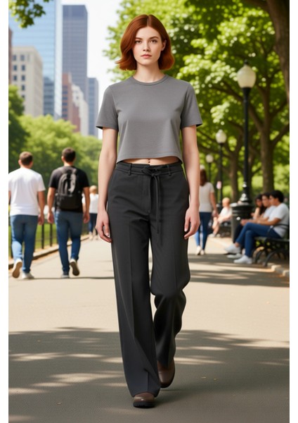 Kadın Düşük Bel Bağcıklı Wide Leg Pantolon Fonksiyonel Dayanıklı Kaliteli Konforlu Estetik fırsatları