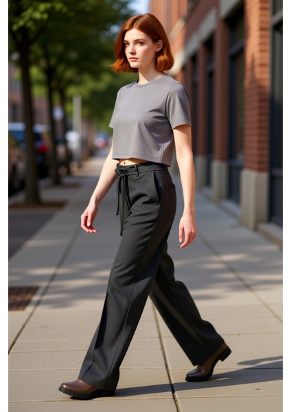 Kadın Düşük Bel Bağcıklı Wide Leg Pantolon Fonksiyonel Dayanıklı Kaliteli Konforlu Estetik indirimleri