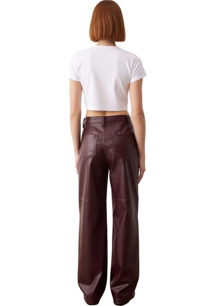 Kadın Geniş Paça Suni Deri Pantolon Fonksiyonel Dayanıklı Kaliteli Konforlu Estetik Modern fiyatları