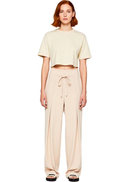 Kadın Geniş Paça Esnek Örme Pantolon Fonksiyonel Dayanıklı Kaliteli Konforlu Estetik Rahat