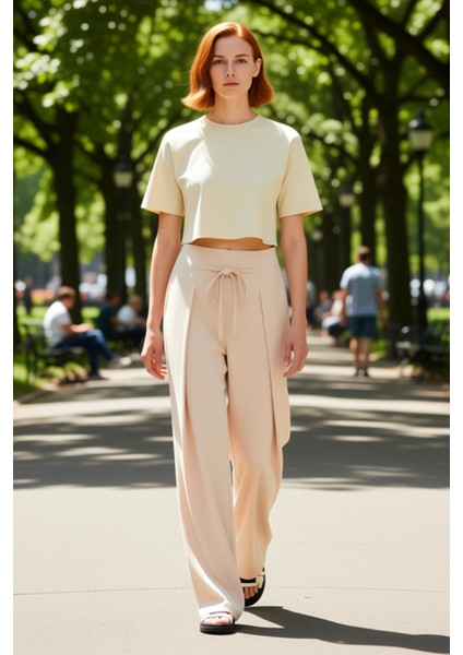 Kadın Geniş Paça Esnek Örme Pantolon Fonksiyonel Dayanıklı Kaliteli Konforlu Estetik Rahat fırsatları