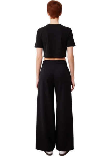 Kadın Wide Leg Yüksek Bel Dokuma Kumaş Pantolon Fonksiyonel Dayanıklı Kaliteli Konforlu Şık fiyatları