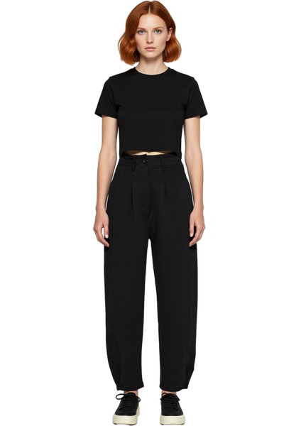 Kadın Interlok Geniş Kesim Yüksek Bel Pantolon Fonksiyonel Dayanıklı Kaliteli Konforlu Şık