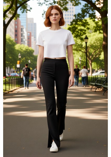 Kadın Yüksek Bel Geniş Paça Pantolon Fonksiyonel Dayanıklı Kaliteli Konforlu Estetik Rahat modelleri