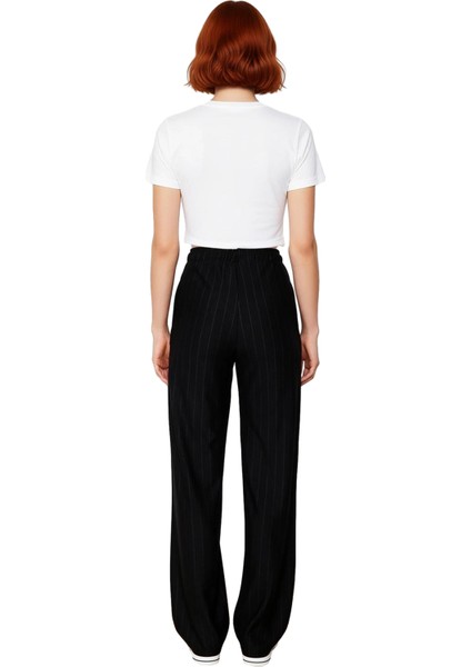 Kadın Çizgili Yüksek Bel Straight Kesim Pantolon Fonksiyonel Dayanıklı Kaliteli Konforlu Şık fiyatları