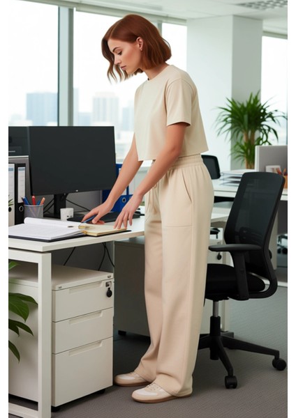 Kadın Gabardin Yüksek Bel Düz Kesim Jogger Pantolon Fonksiyonel Dayanıklı Kaliteli Estetik modelleri