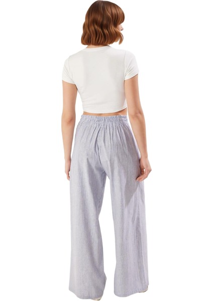 Kadın Çok Renkli Çizgili Palazzo Pantolon Yüksek Bel Fonksiyonel Dayanıklı Kaliteli Modern fiyatları