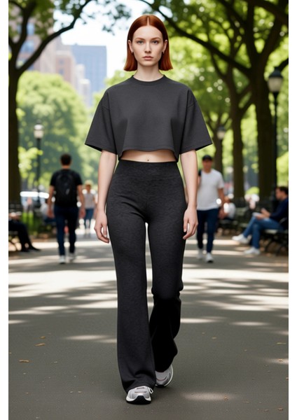 Kadın Yüksek Bel Flare Örme Pantolon Fonksiyonel Dayanıklı Kaliteli Konforlu Estetik Rahat fırsatları