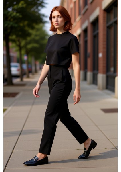 Kadın Yüksek Bel Dar Paça Dokuma Kumaş Pantolon Fonksiyonel Dayanıklı Kaliteli Konforlu Şık indirimleri