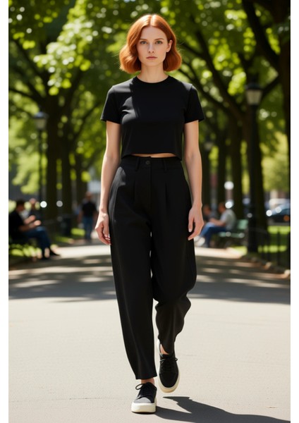 Kadın Interlok Geniş Kesim Yüksek Bel Pantolon Fonksiyonel Dayanıklı Kaliteli Konforlu Şık fırsatları