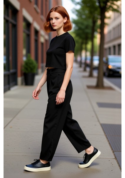 Kadın Interlok Geniş Kesim Yüksek Bel Pantolon Fonksiyonel Dayanıklı Kaliteli Konforlu Şık indirimleri