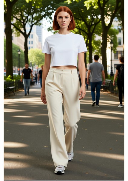 Kadın Haki Wide Leg Pilili Dokuma Kumaş Pantolon Fonksiyonel Dayanıklı Kaliteli Konforlu Şık fırsatları