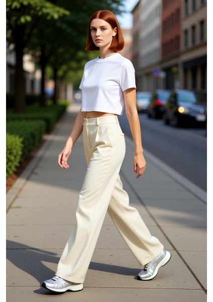 Kadın Haki Wide Leg Pilili Dokuma Kumaş Pantolon Fonksiyonel Dayanıklı Kaliteli Konforlu Şık indirimleri