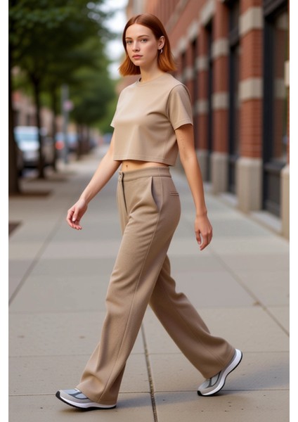 Kadın Vizon Kadife Esnek Örme Pantolon Fonksiyonel Dayanıklı Kaliteli Konforlu Estetik Şık indirimleri