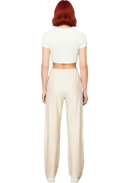 Kadın Çizgili Yüksek Bel Straight Kesim Pantolon Fonksiyonel Dayanıklı Kaliteli Konforlu Şık fiyatları