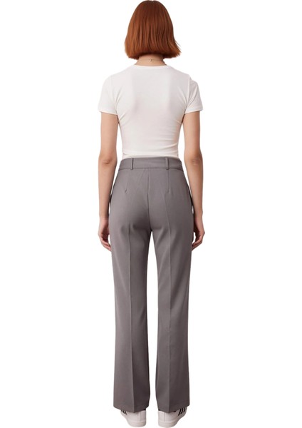 Kadın Yüksek Bel Straight Kesim Dikiş Detaylı Dokuma Pantolon Fonksiyonel Dayanıklı Modern fiyatları