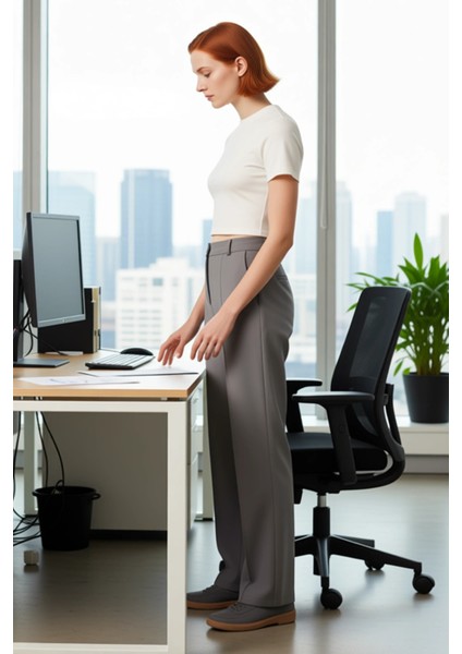 Kadın Yüksek Bel Straight Kesim Dikiş Detaylı Dokuma Pantolon Fonksiyonel Dayanıklı Modern modelleri