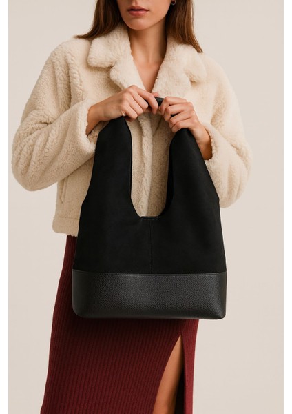 Kadın Süet Omuz Çantası – Geniş Iç Hacimli, Süper Hafif, Su Geçirmez, 2 Gözlü, Çıkarılabilir Yavru Çantalı Vintage Şık Kadın Çanta