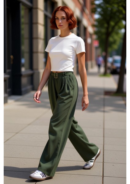 Kadın Geniş Paça Yüksek Bel Pantolon Fonksiyonel Dayanıklı Kaliteli Konforlu Estetik Rahat indirimleri