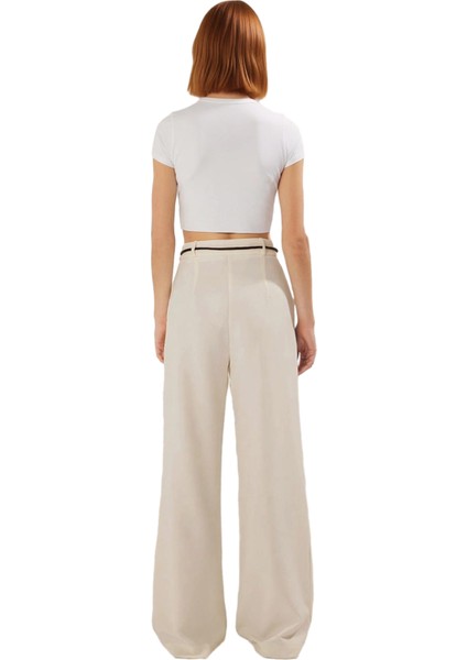 Kadın Geniş Paça Yüksek Bel Kemerli Pantolon Fonksiyonel Dayanıklı Kaliteli Konforlu Rahat fiyatları