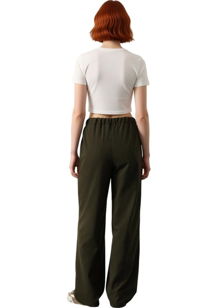 Kadın Haki Wide Leg Pantolon Günlük Kullanım Fonksiyonel Dayanıklı Kaliteli Konforlu Rahat fiyatları