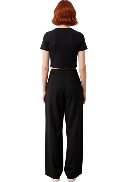 Kadın Yüksek Bel Geniş Paça Pantolon Fonksiyonel Dayanıklı Kaliteli Konforlu Estetik Rahat fiyatları