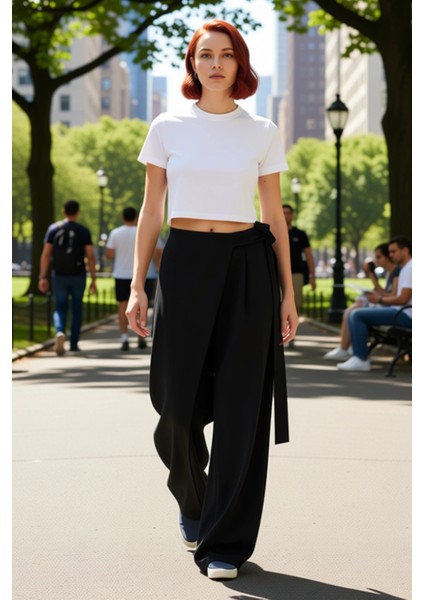 Kadın Yüksek Bel Geniş Paça Pantolon Fonksiyonel Dayanıklı Kaliteli Konforlu Estetik Rahat fırsatları