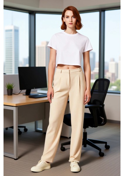 Kadın Yüksek Bel Geniş Paça Pantolon Fonksiyonel Dayanıklı Kaliteli Konforlu Estetik Rahat modelleri