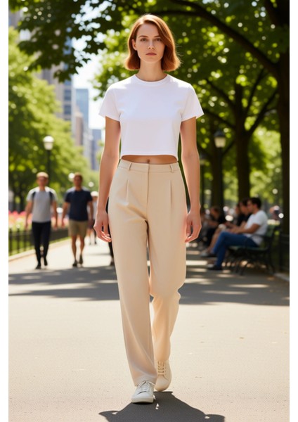 Kadın Yüksek Bel Geniş Paça Pantolon Fonksiyonel Dayanıklı Kaliteli Konforlu Estetik Rahat fırsatları