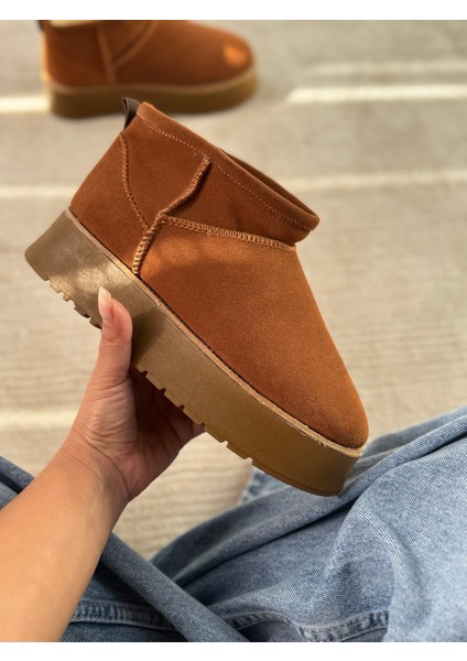 Kadın Içi Tüylü Hakiki Süet Deri Bot