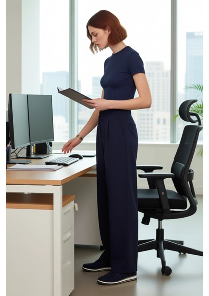 Kadın Wide Leg Çizgili Dokuma Pantolon Fonksiyonel Dayanıklı Kaliteli Konforlu Estetik Şık modelleri