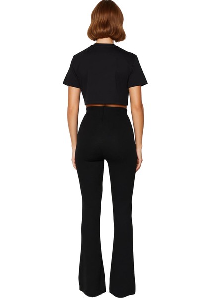 Kadın Yüksek Bel Flare Kesim Interlok Tayt Fonksiyonel Dayanıklı Kaliteli Konforlu Estetik fiyatları