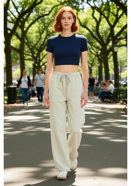 Kadın Wide Leg Gabardin Dokuma Pantolon Günlük Kullanım Fonksiyonel Dayanıklı Kaliteli Şık fırsatları