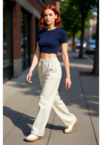 Kadın Wide Leg Gabardin Dokuma Pantolon Günlük Kullanım Fonksiyonel Dayanıklı Kaliteli Şık indirimleri