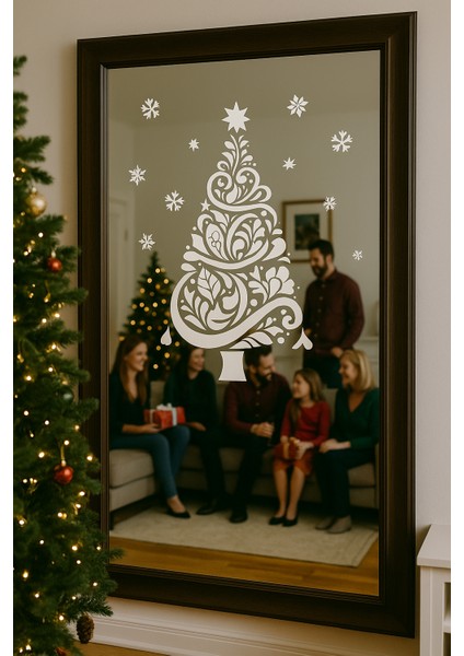 Happy New Year Sticker Çıkartma Yeni Yıl Süsü Parti Cam Süsü Noel Ağacı Kar Tanesi fırsatları