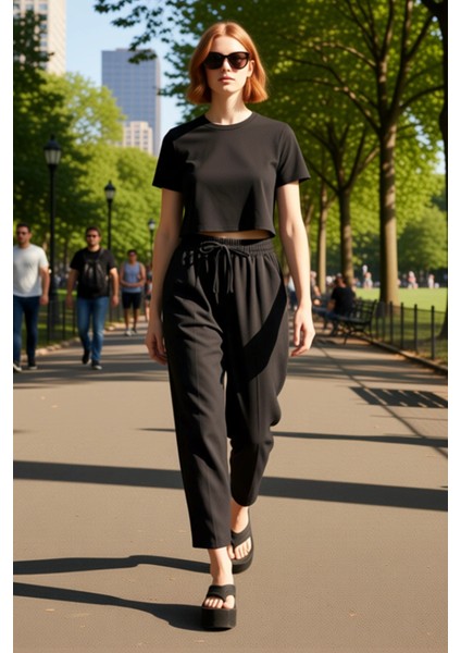 Kadın Yüksek Bel Harem Dokuma Pantolon Fonksiyonel Dayanıklı Kaliteli Konforlu Estetik Şık fırsatları