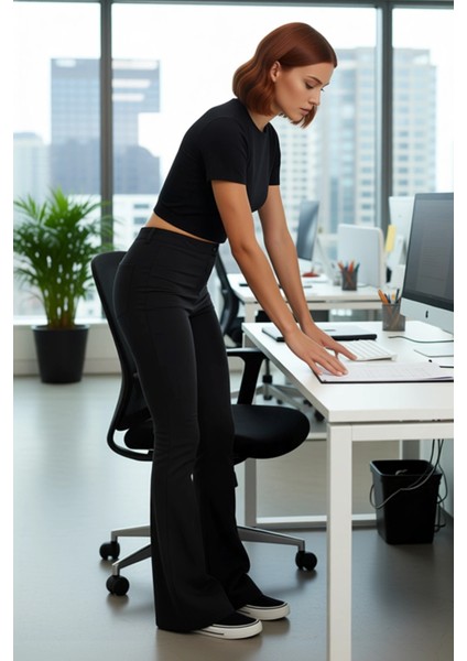 Kadın Yüksek Bel Flare Dokuma Pantolon Günlük Kullanım Fonksiyonel Dayanıklı Kaliteli Spor modelleri