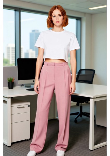 Kadın Straight Kesim Dokuma Kumaş Pantolon Fonksiyonel Dayanıklı Kaliteli Konforlu Estetik fiyatları
