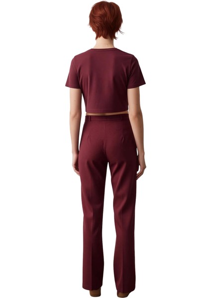 Kadın Yüksek Bel Straight Kesim Dikiş Detaylı Dokuma Pantolon Fonksiyonel Dayanıklı Modern fiyatları