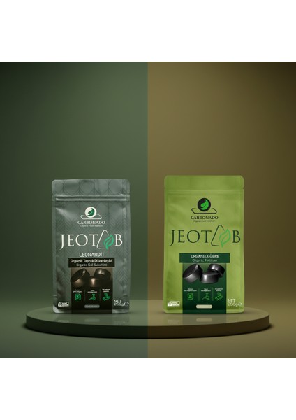 Jeotab Organik Gübre + Leonardit Toprak Düzenleyici | %100 Doğal Yavaş Salınımlı Tablet 2X250G