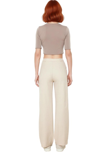 Kadın Yüksek Bel Geniş Paça Dokuma Pantolon Fonksiyonel Dayanıklı Kaliteli Konforlu Modern fiyatları