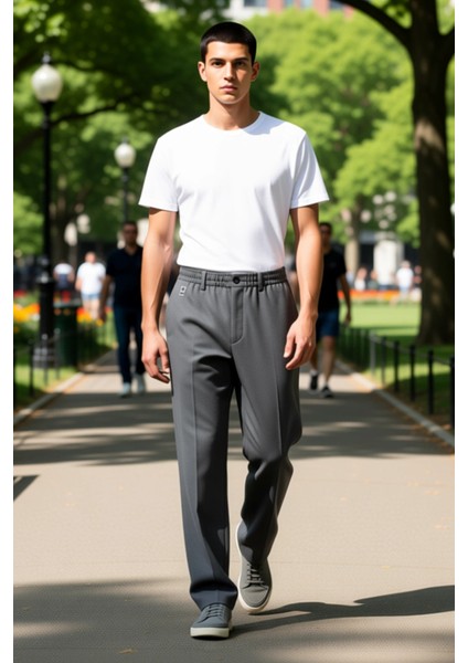 Erkek Düz Renk Geniş Kesim Kumaş Pantolon Fonksiyonel Dayanıklı Kaliteli Konforlu Estetik Şık fırsatları