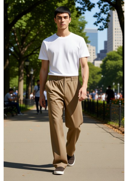 Erkek Düz Renk Geniş Kesim Kumaş Pantolon Fonksiyonel Dayanıklı Kaliteli Konforlu Estetik Şık fırsatları