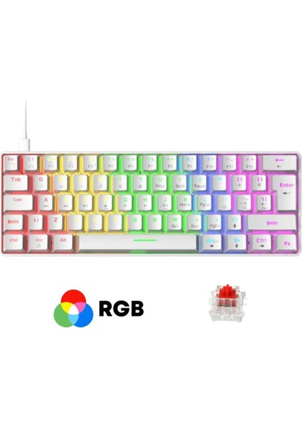 T60 Beyaz Rgb Klavye Kablolu Gaming Oyuncu Klavyesi T60 fiyatları