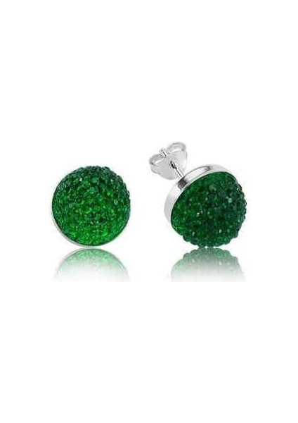 Hk Gümüş Kadın Küpe Yeşil Kristal Çivili |Gümüş Takı Hediyelik Ürünler