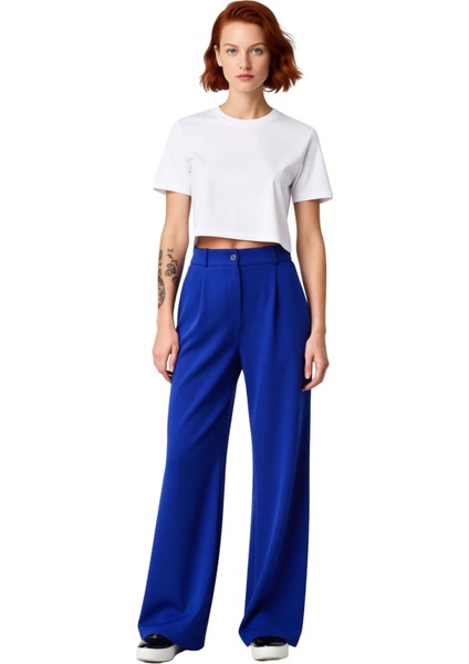 Kadın Haki Wide Leg Pilili Dokuma Kumaş Pantolon Fonksiyonel Dayanıklı Kaliteli Konforlu Şık